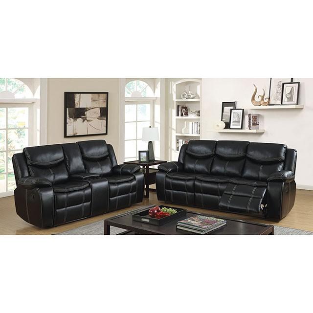 GATRIA Black Console Love Seat w/ 2 Recliners