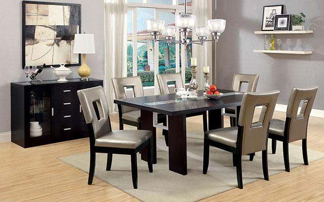 Luminar Black Glass-Insert Dining Table