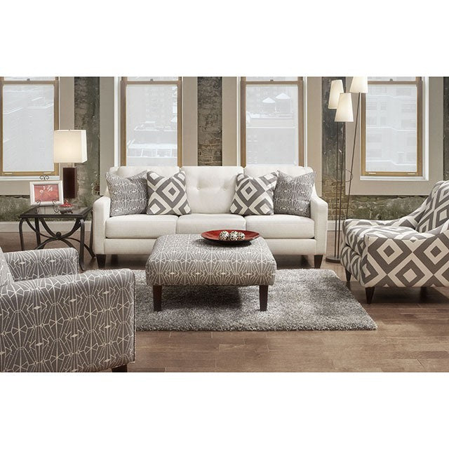 PARKER Gray/Pattern Ottoman